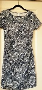 NWT Pink Blush blue paisley fitted dress maternity